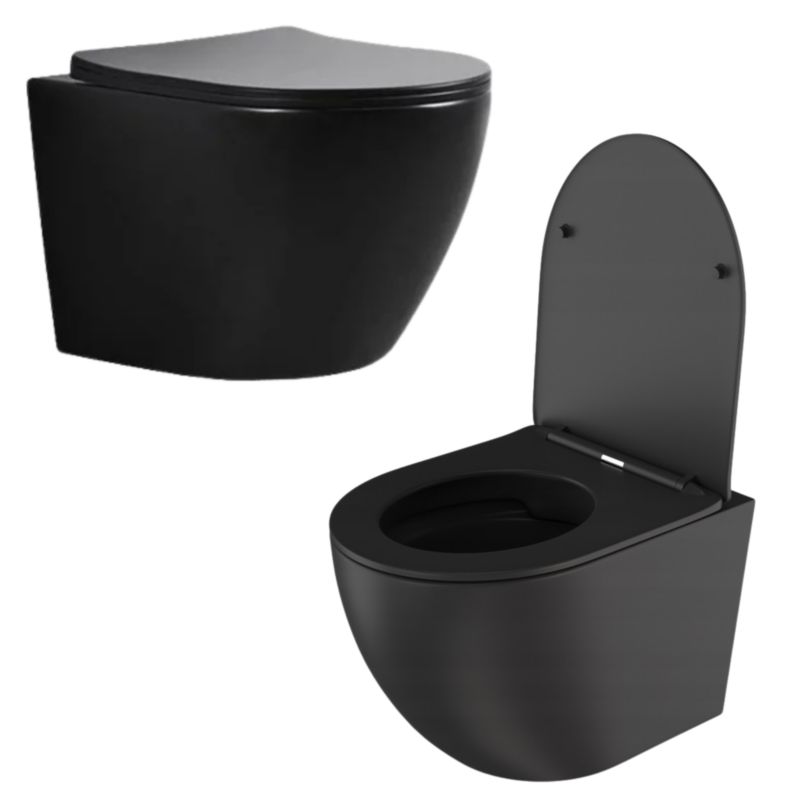 Miska Wc Podwieszana Czarna Bezkołnierzowa Granitan Deska Via Do Łazienki Toaleta 1 szt.