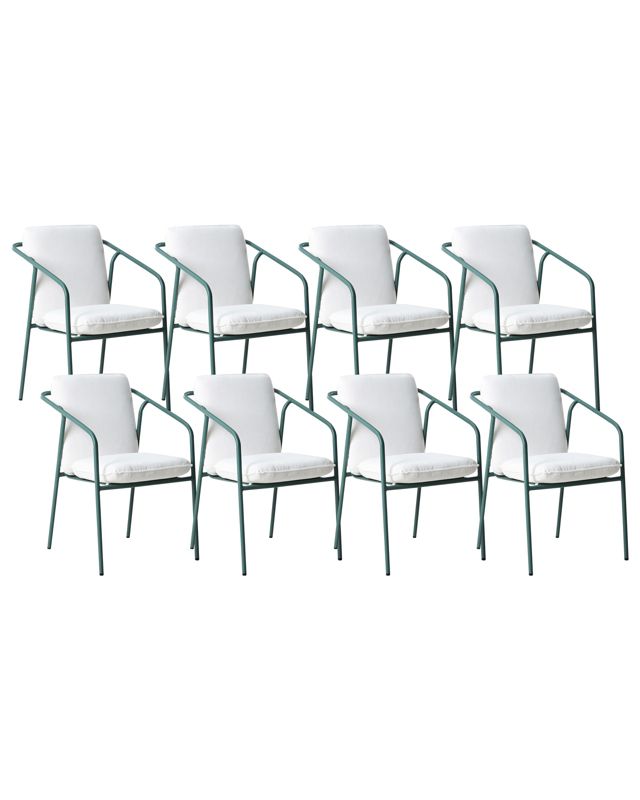 Zestaw 8 krzeseł ogrodowych z poduszkami Asciano Metal Zielony 1 kpl