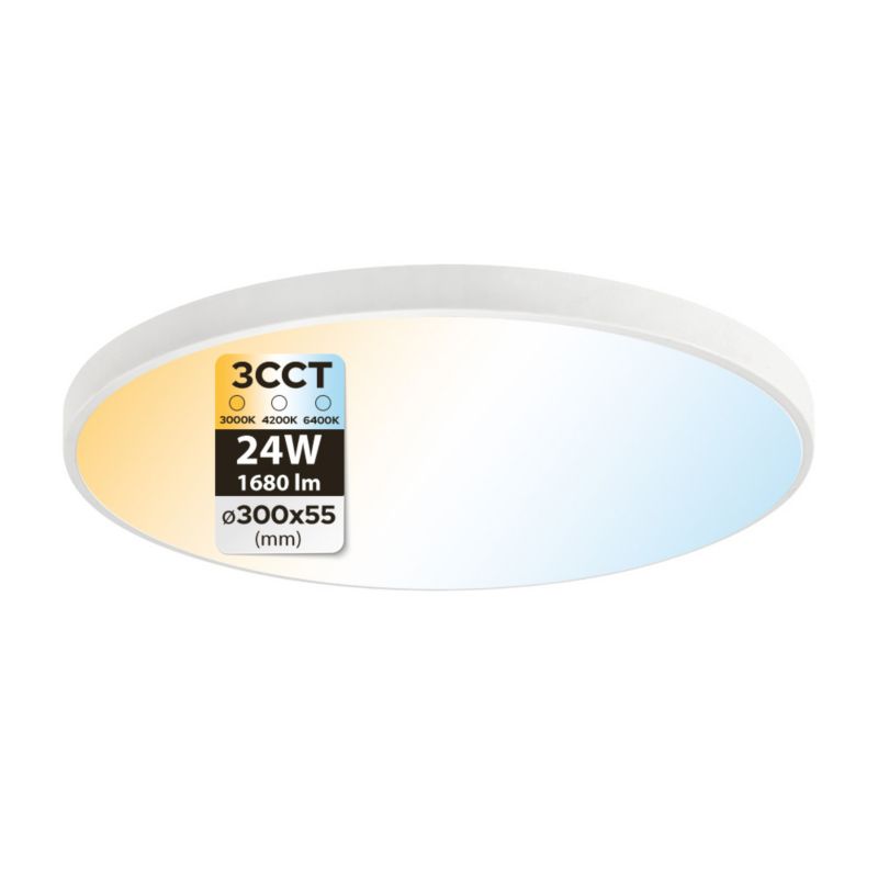 Plafon 24W HOROZ 1680lm, 3CCT, IP20, okrągły, biały 1szt