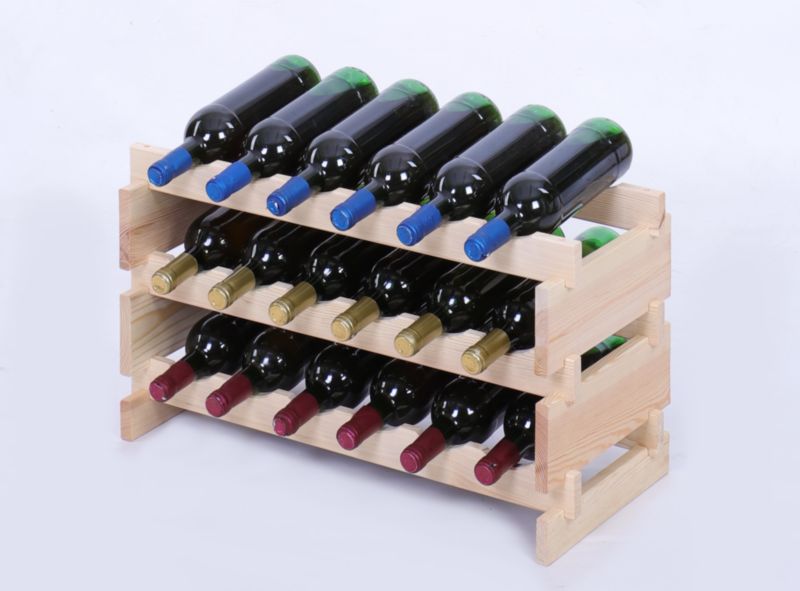 Stojak na wino MODO24 regał modułowy na butelki 3 leżnie x 6 butelek montaż bez narzędzi naturalne drewno 1 szt.