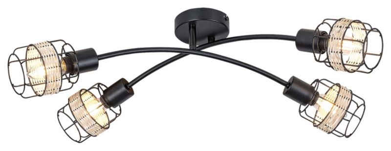 Lampa sufitowa Rabalux Indiana czarna wym: 20 x 63 x 9,5 cm 4xE14 x 100W 1 szt.