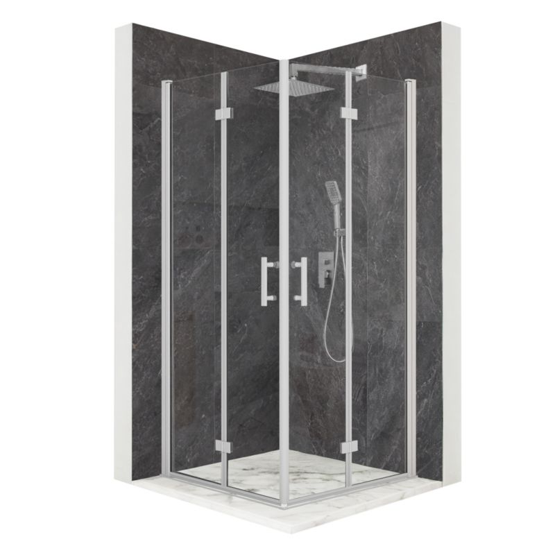 Kabina prysznicowa kwadratowa TECHGLOBE uchylna srebrna 70x70 szkło 6mm + powłoka 1 szt.