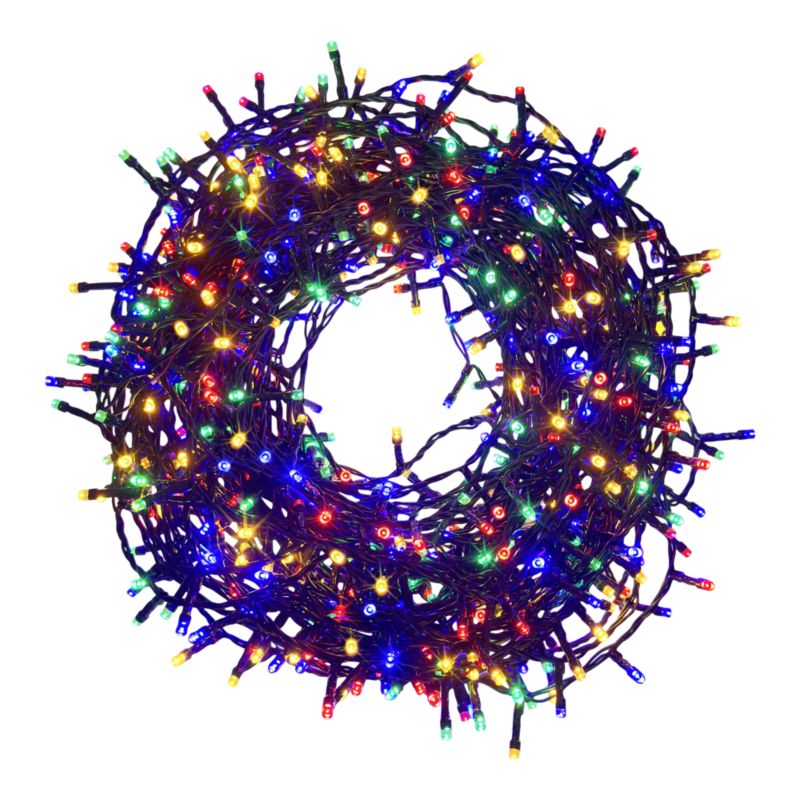 Lampki 720 LED łańcuch multikolor zielony kabel