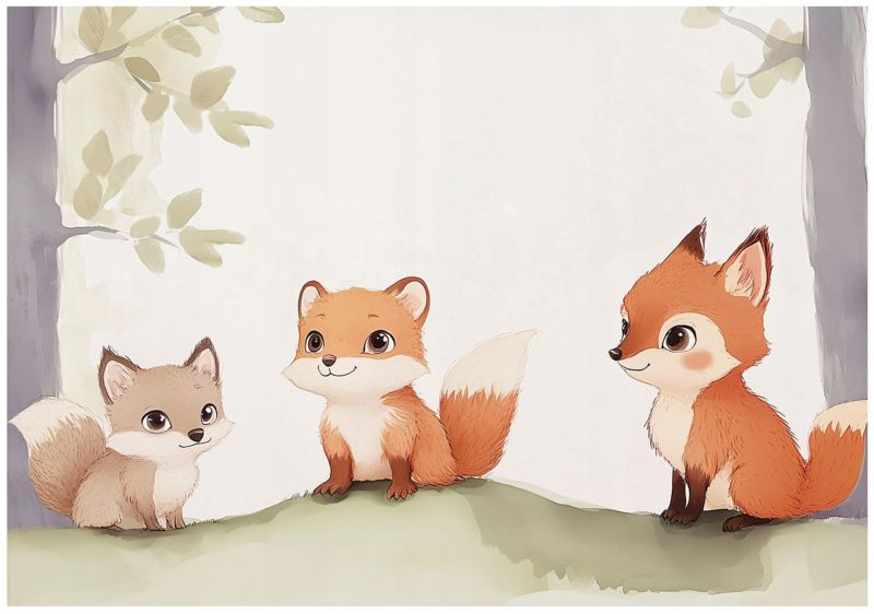 Fototapeta Dla Dzieci Zwierzęta Lisy WALLARENA 350x250 cm Tapeta Do Pokoju Dziecięcego 1 szt.