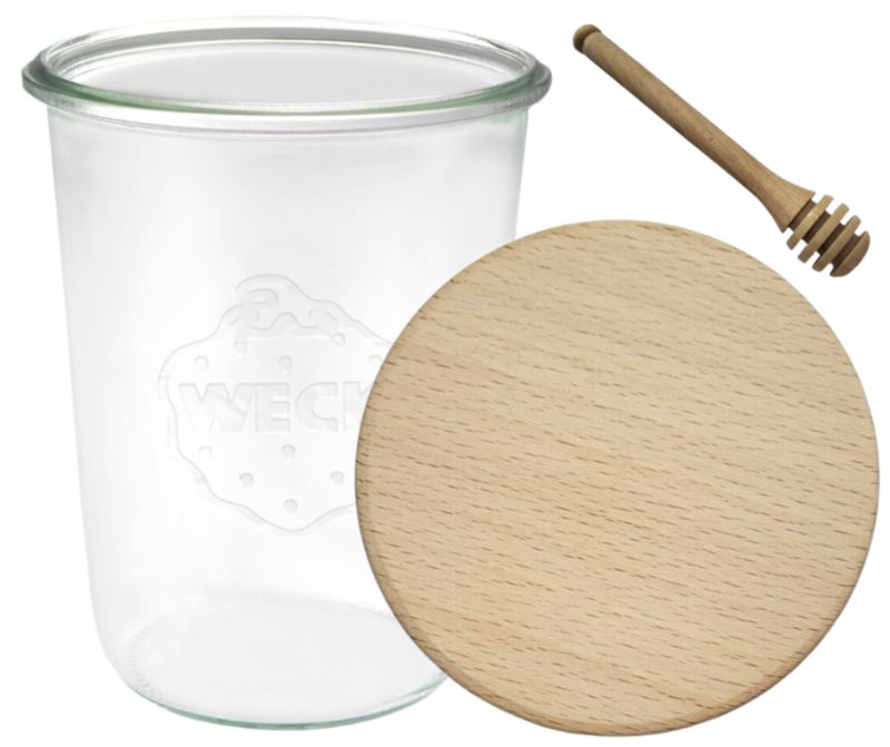 Słoik MODO24 Weck 850 ml fi 100 mold drewniane wieko nabierak 1 kpl.
