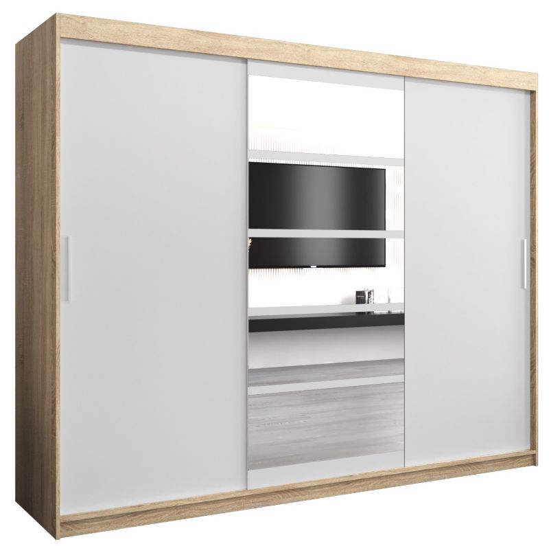 Szafa przesuwna Abiks ROMA 1 250 sonoma + biały mat 1 szt.