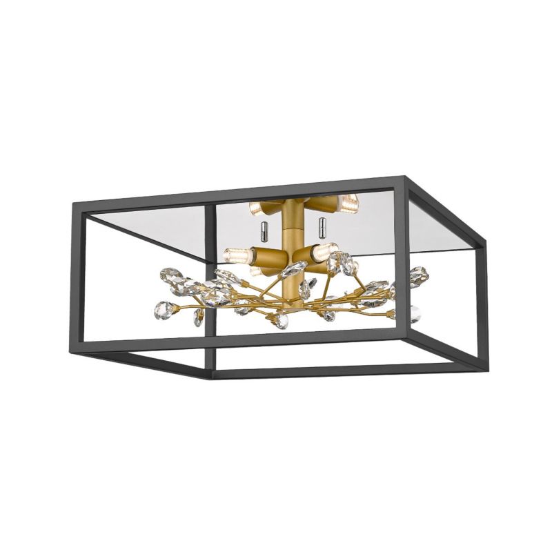 Lampa sufitowa wisząca Zuma Line Spring 0306 czarny mat-złota-przezroczysty ring 4xG9 x 33W 1 szt.