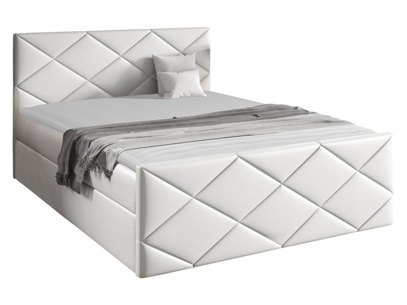 Łóżko kontynentalne MIRJAN 24 Herkules 140x200 biała ekoskóra 1 szt.