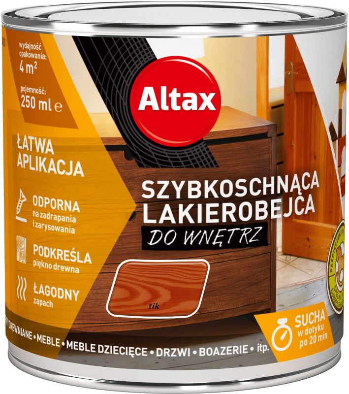 Lakierobejca szybkoschnąca do wnętrz Altax tik 0,25 l