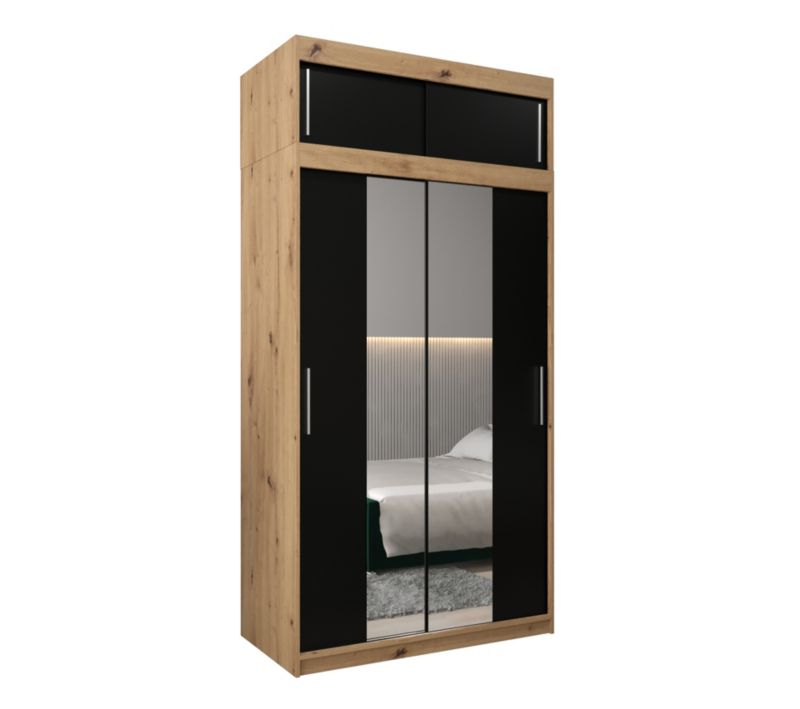 Szafa przesuwna Garderoba Abiks Tokyo 1 120 artisan + czarny z nadstawką 1 szt.