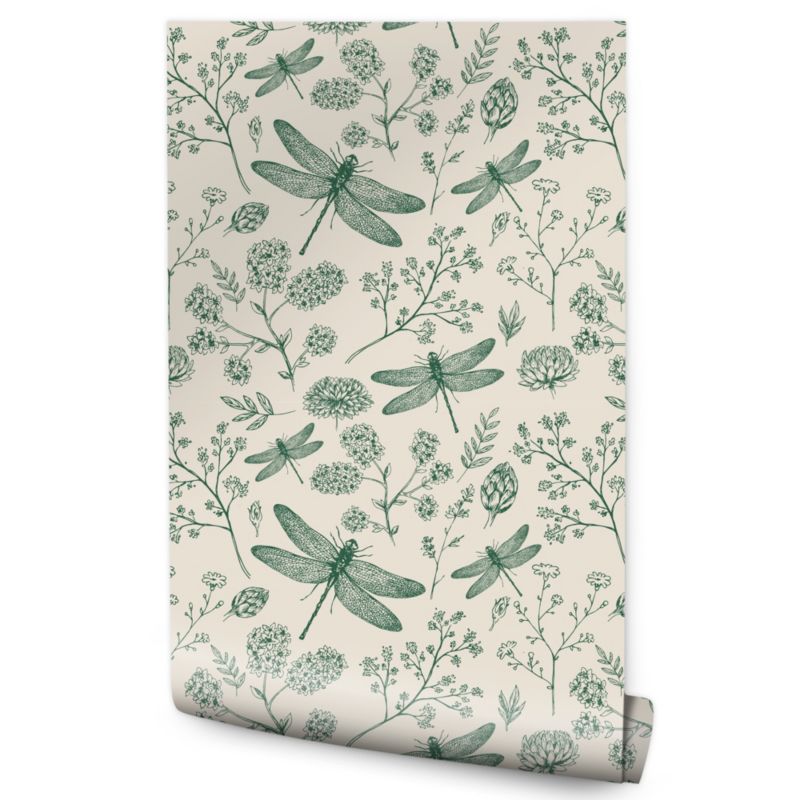 Tapeta Muralo Ważki KWIATY Natura 53x1000 cm 1 rol.