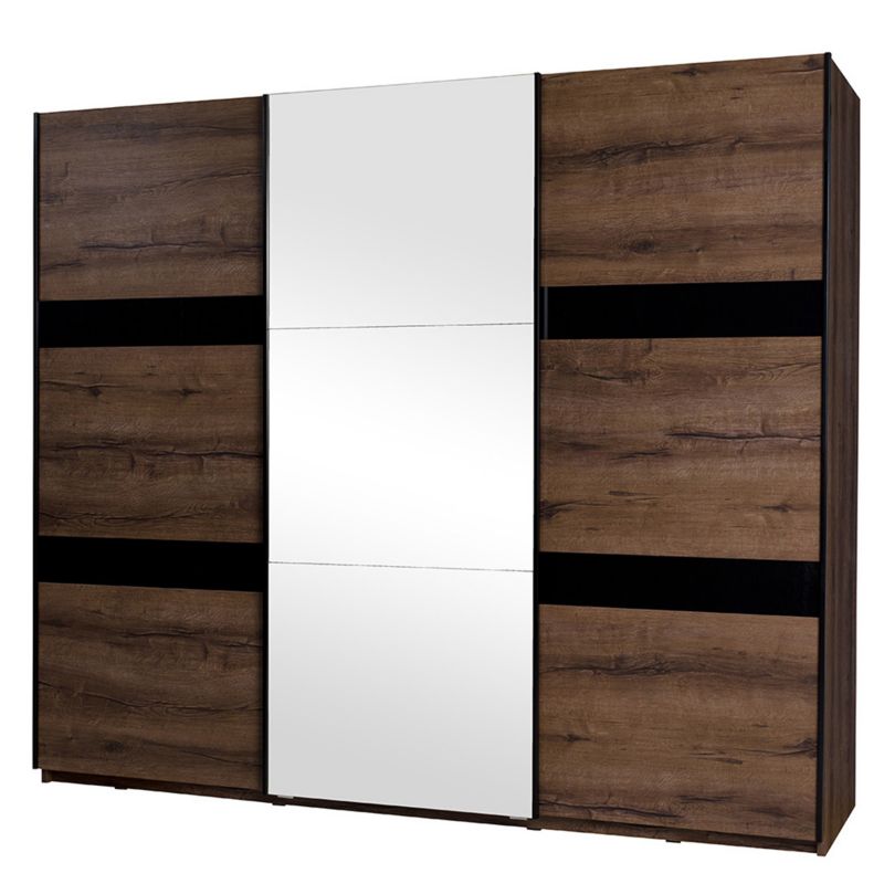 Szafa przesuwna z lustrem MIRJAN 24 Denver SZ250 dąb monastery / czarny połysk 1 szt.