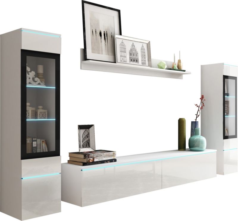 Meblościanka MINIO go for it VEVE 2 biały/biały połysk z LED, 1 szt.