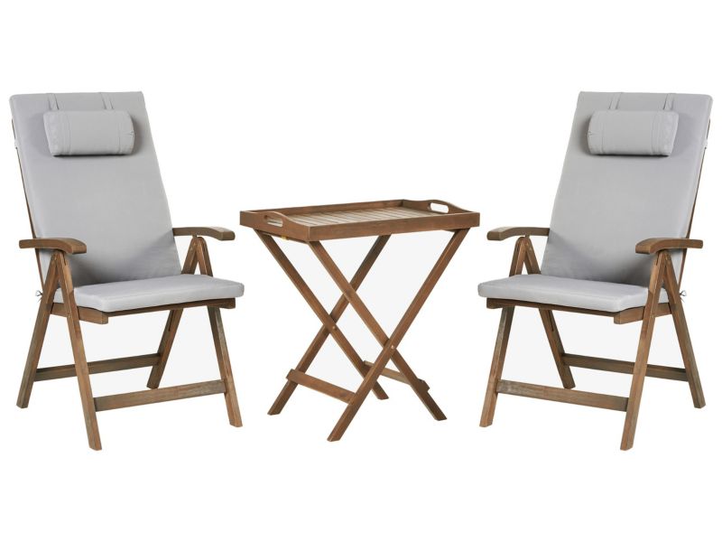 Zestaw mebli balkonowych Amantea premium Drewno akacjowe Jasnoszary 1 kpl