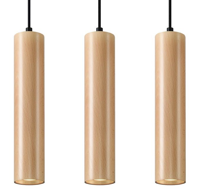 Lampa sufitowa wisząca Sollux Lighting Lino 6378 czarna-naturalne drewno szerokość 40 cm 3xGU10 x 12W 1 szt.
