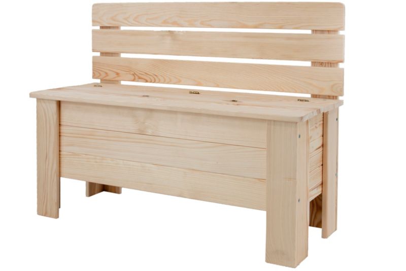 Skrzynia ogrodowa drewniana MODO24 naturalne drewno z oparciem i pojemnikiem eko 1 szt.