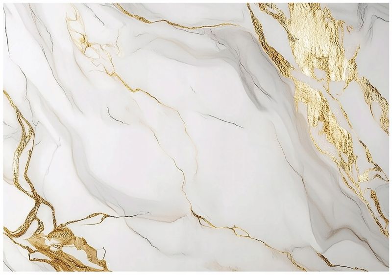 Fototapeta Marmur Biały Złoto WALLARENA 350x250 cm Tapeta Do Sypialni Salonu Na Flizelinie 1 szt.