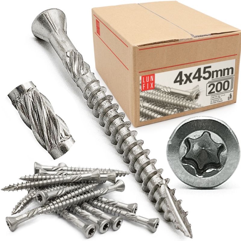 Wkręty tarasowe Lun Fix nierdzewne 4x45mm 200szt.