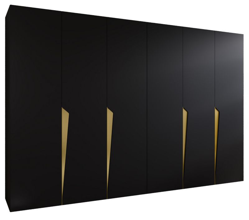 Szafa uchylna otwierana Abiks PIANO 1 300 (2x150) wys 202 cm Czarny + Złoty 1 szt