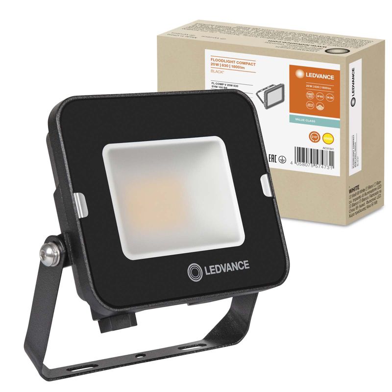 Naświetlacz LED Ledvance Reflektor Zewnętrzny Lampa 20W 1800lm 3000K IP65 Czarny 1 szt.