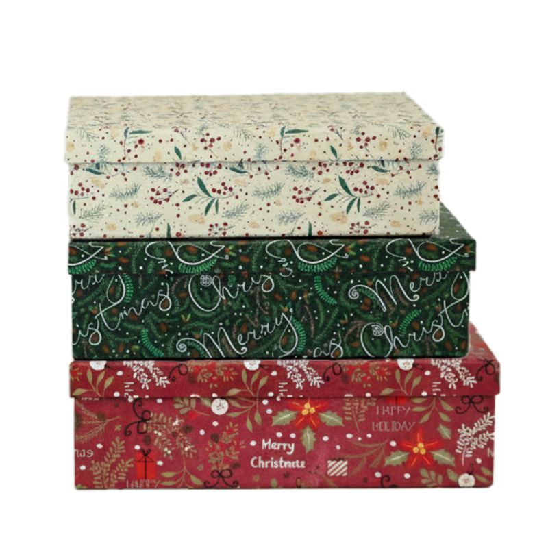 Pudełka EDANTI Na Prezent Zestaw Pudełek Świąteczne 3 Rozmiary Kolorowe 3 szt.