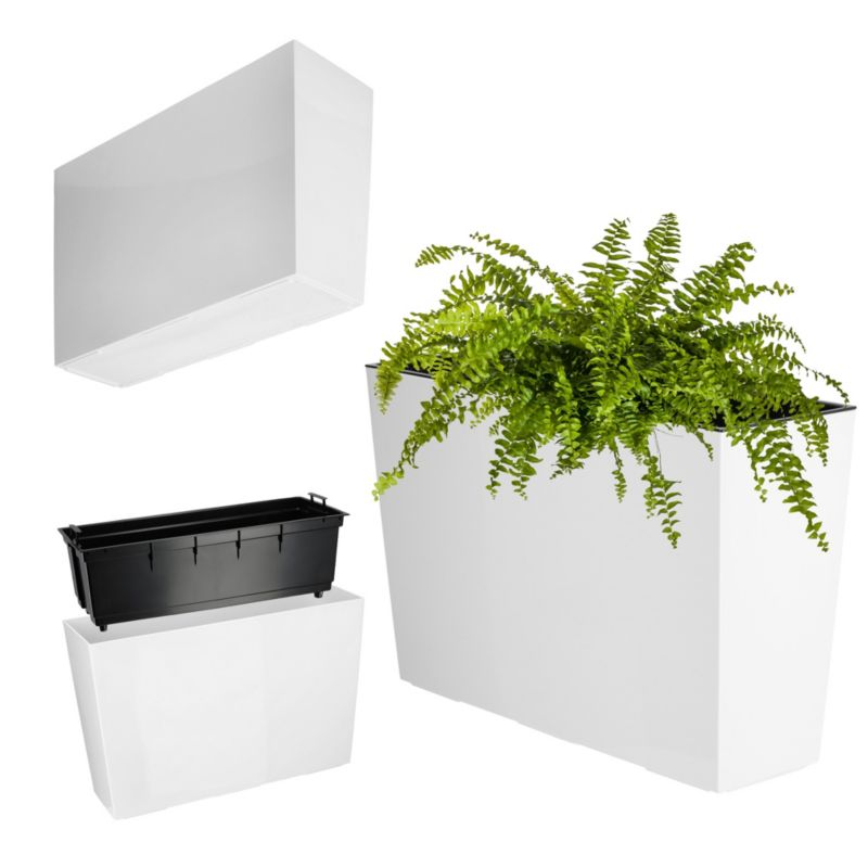 Donica KADAX Ogrodowa + Wkład Kwietnik Wysoki Kwiaty 19 x 56 Biała Połysk 1 szt.