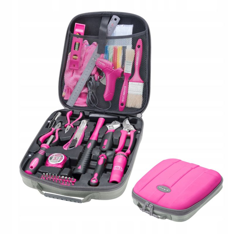 Różowe narzędzia Extol Lady dla Kobiet prezent kobiet walizka zestaw 68szt
