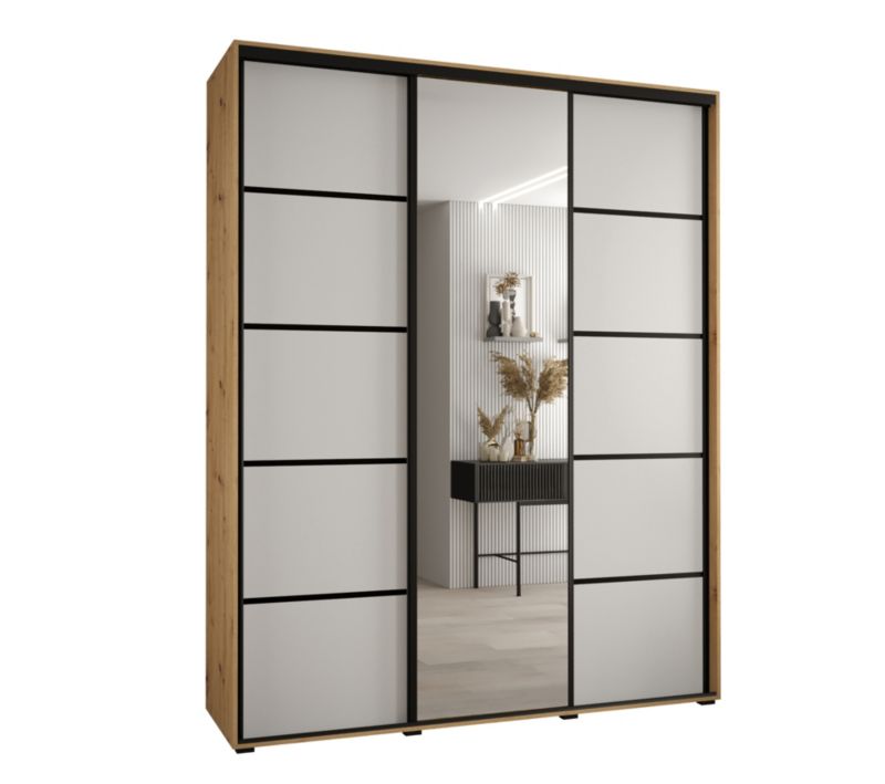 Szafa przesuwna Abiks DAVOS 5 wysoka szer.170cm gł.60cm artisan/biały/czarny 1szt.