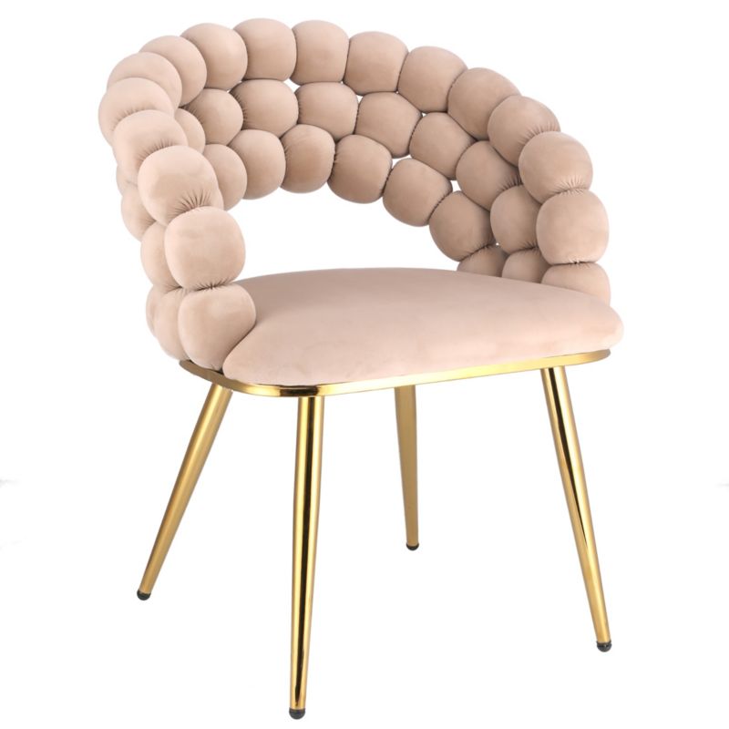 Krzesło welurowe JUMI eleganckie tapicerowane Fotel ozdobny BELLA do jadalni salonu beżowe 1 szt.