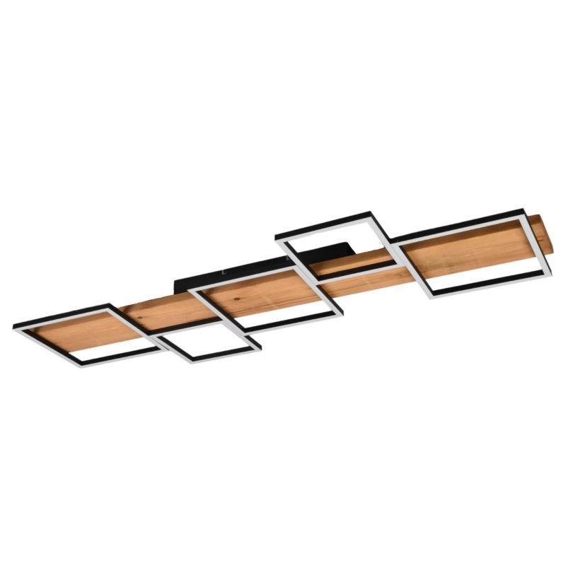 Lampa sufitowa Trio Harper czarno-jasne drewno nowoczesna 115 cm wbudowany LED 42W 1 szt.