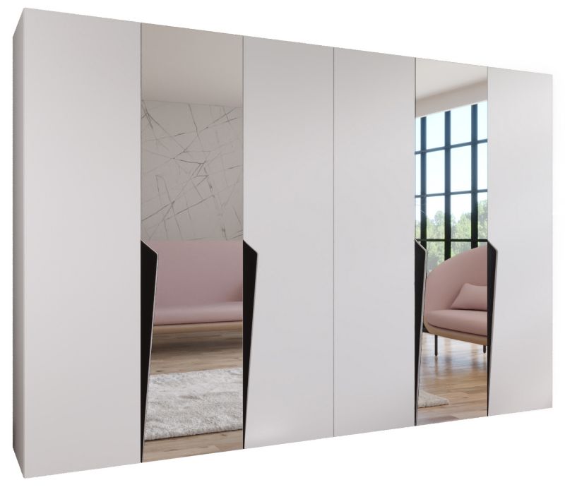 Szafa uchylna z lustrem otwierana Abiks PIANO 2 300 (2x150) wys 202 cm Biały + Czarny 1 szt