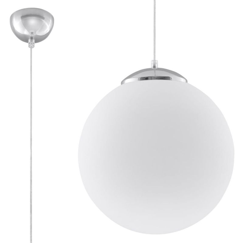 Lampa sufitowa wisząca Sollux Lighting Ugo 7645 chromowana-biała szerokość 40 cm 1xE27 x 60W 1 szt.