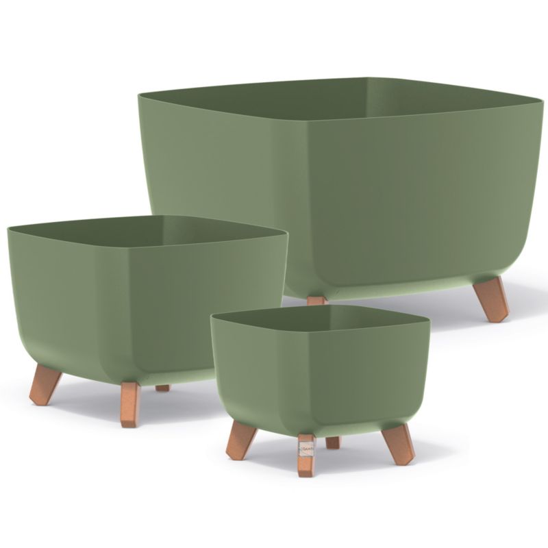 Doniczka EDANTI Ogrodowa 24/29/39 cm Na Nóżkach Na Taras Do Ogrodu Zielona 3 szt.