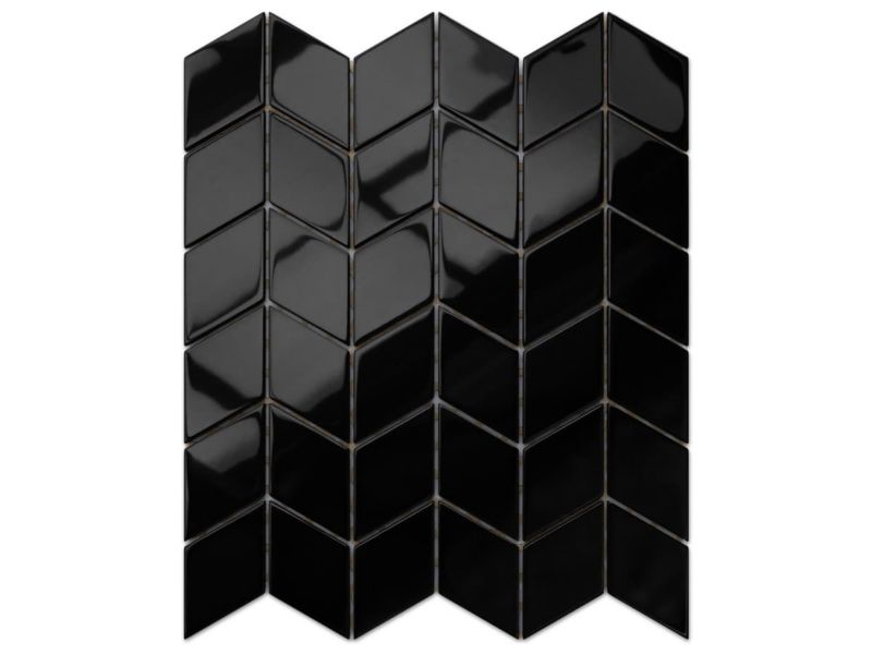 Mozaika szklana Ilcom chevron romb czarny połysk 26.5 x 30.5 cm 1 szt.