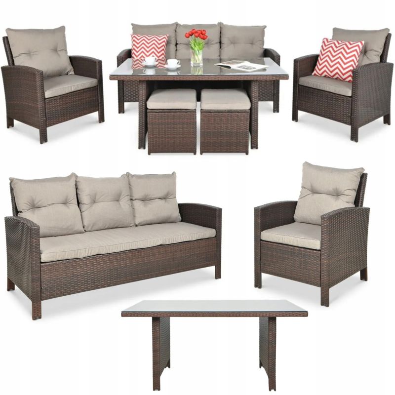 Zestaw Mebli Ogrodowych Technorattan IBIZA Narożnik Stół Fotel na Taras 1 szt