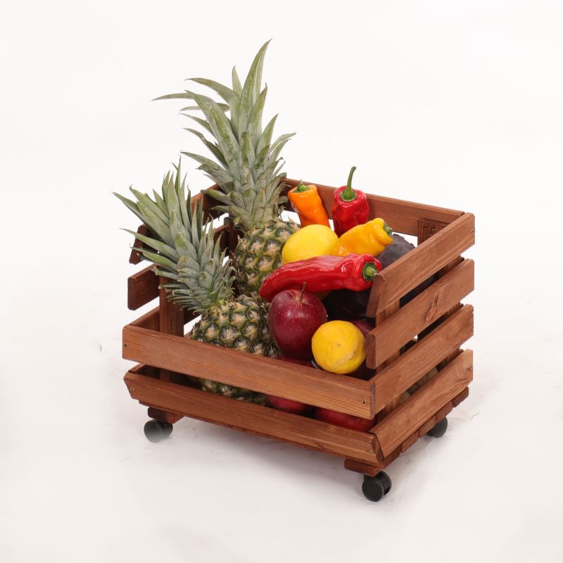 Skrzynka na warzywa i owoce MODO24 na kółkach 30x37x30 cm impregnat brązowy 1 szt