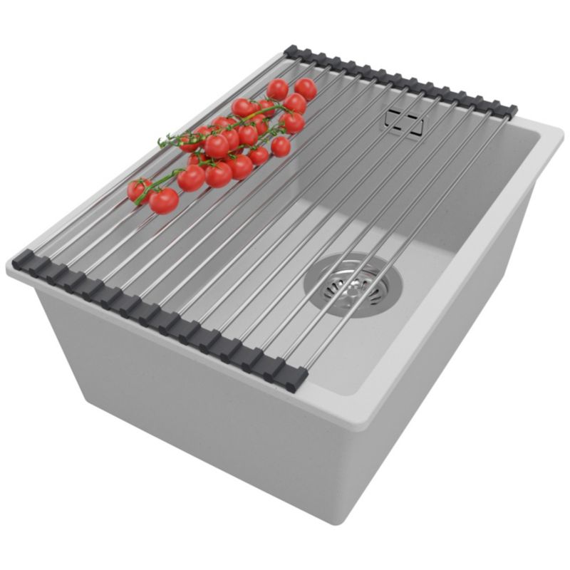 Zlewozmywak Londyn Slim PRIMAGRAN Nablatowy 36x47cm do szafki od 40cm z Syfonem i Dodatkiem Szary 1 szt.