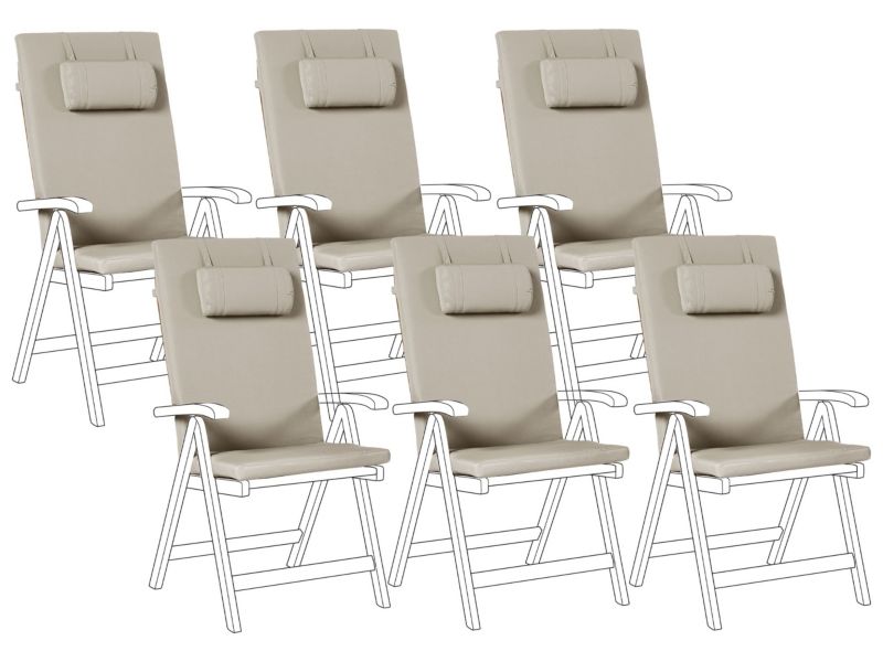 Zestaw 6 poduszek ogrodowych Java/amantea premium 50 x 70 cm Beżowoszary 1 kpl