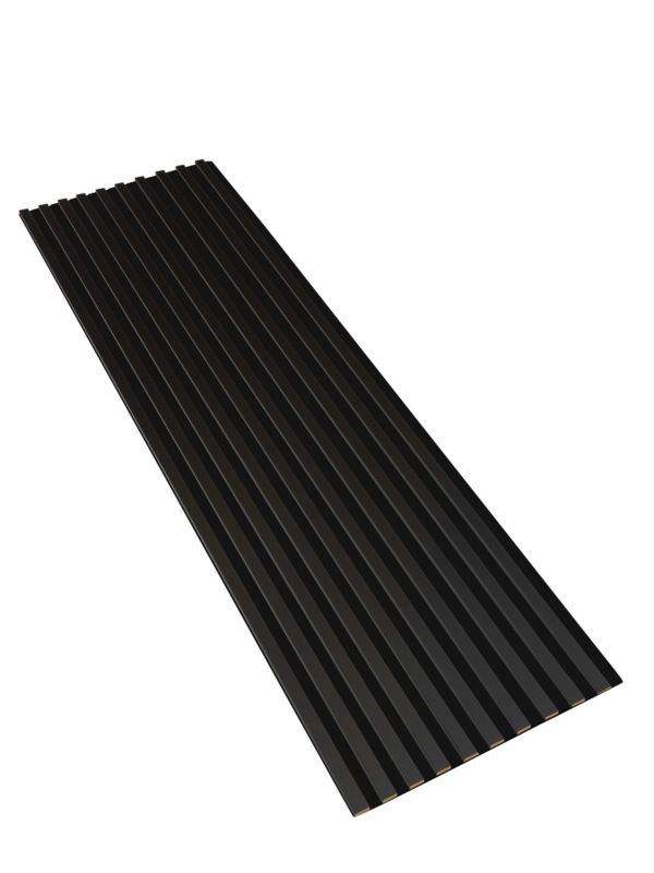 Lamele Czarne na Płycie Czarnej Ścienne SunWood 275x58cm Panel Dekoracyjny 1 szt.