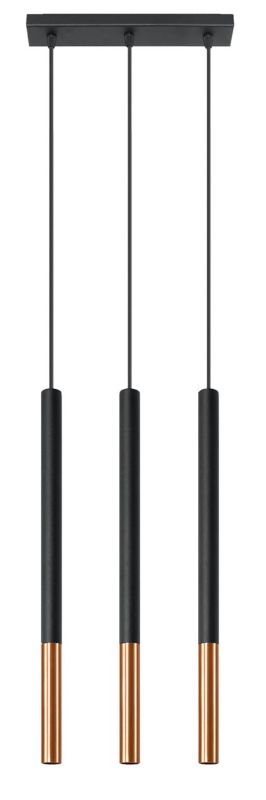 Lampa sufitowa wisząca Sollux Lighting Mozaica 8892 czarno-miedziana szerokość 30 cm 3xG9 x 12W 1 szt.