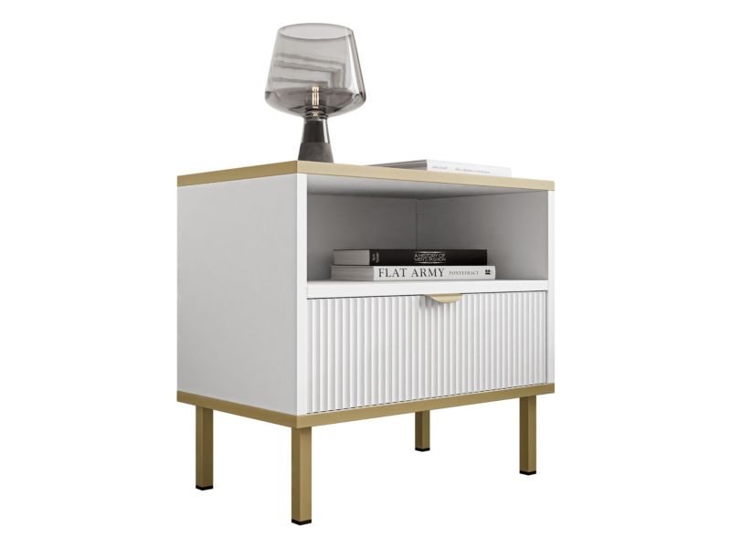 Szafka nocna MIRJAN 24 Werkoz 1S biały + złoty 1 szt.