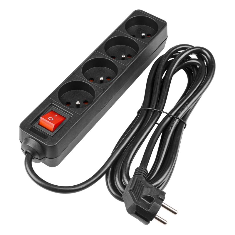 Przedłużacz listwa zasilająca MasterLED Silo 4 gniazda 3m włącznik uziemienie czarny 1 szt.