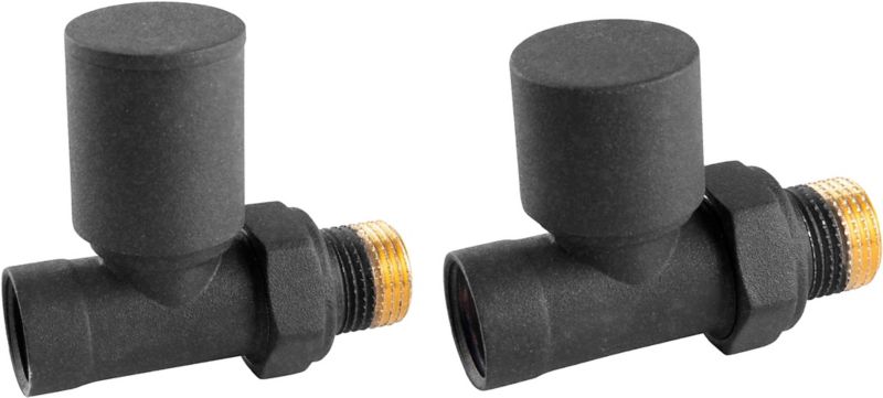 Zestaw zaworów grzejnikowych prosty antracyt