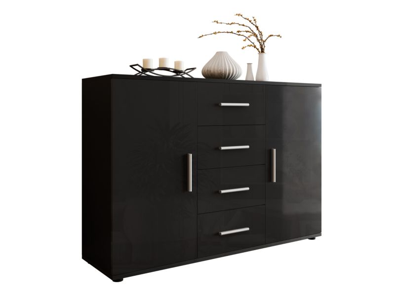 Komoda MIRJAN 24 Uni czarny / czarny połysk 1 szt.