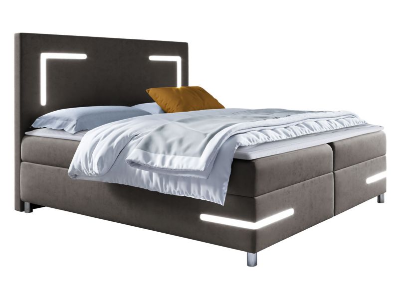 Łóżko kontynentalne MIRJAN 24 Delos LED 180x200 szary 1 szt.