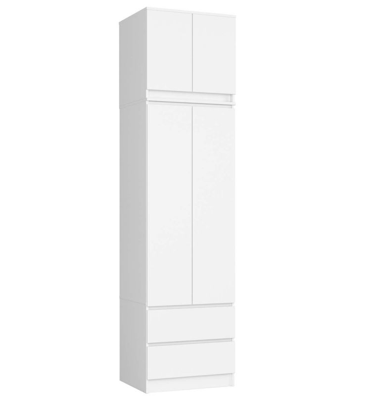 Szafa Akord S60 z nadstawką Biała 60 cm 2 drzwi 2 szuflady kolor Biały mat 3 półki 60x51x234 cm 1 szt.