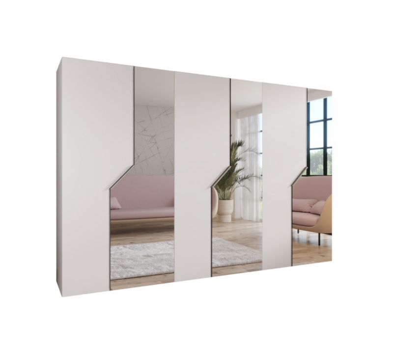 Szafa uchylna z lustrem otwierana Abiks ANDREW 2 300 wys 202 cm Biały + Kaszmir 1 szt