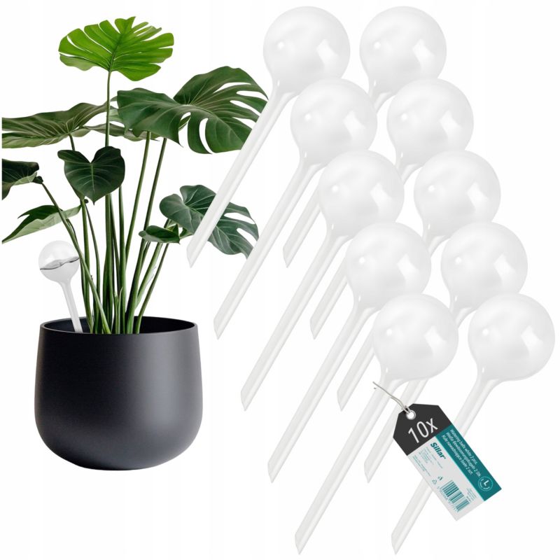 Nawadniacz, Sillar, kule nawadniające, do podlewania roślin, kwiatów, rozmiar L, 24cm, 250ml, biały, 10szt