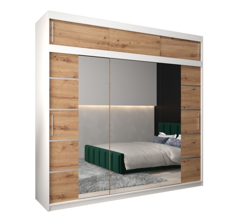 Szafa przesuwna Abiks Verona 4 250 biały + artisan z nadstawką 1 szt.