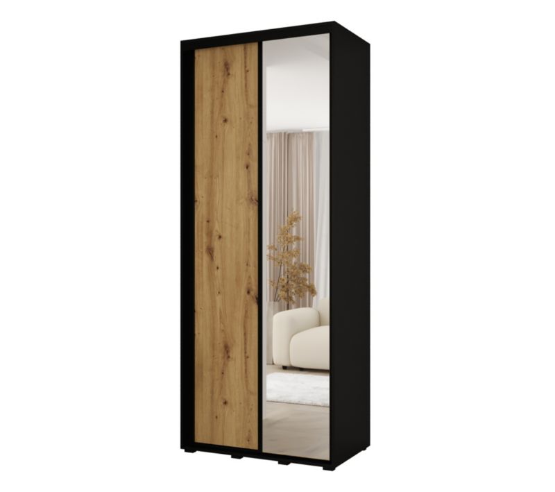 Szafa przesuwna MINIO go for it VADO 3 60 x 110 cm, czarny /dąb artisan/czarny 1 szt.